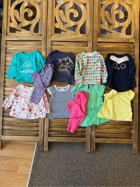 Girls Size 12-18 Months Bundle 8 Tops & 2 Pants GAP, Carters, OshKosh, Old Navy